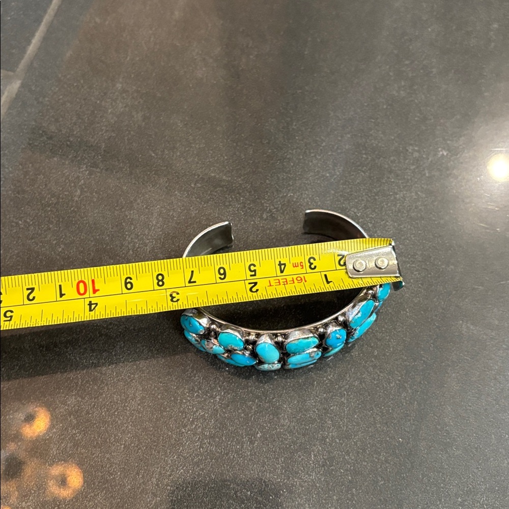 Thompson Turquoise Blue Cluster Cuff Bracelet - Picture 11 of 17